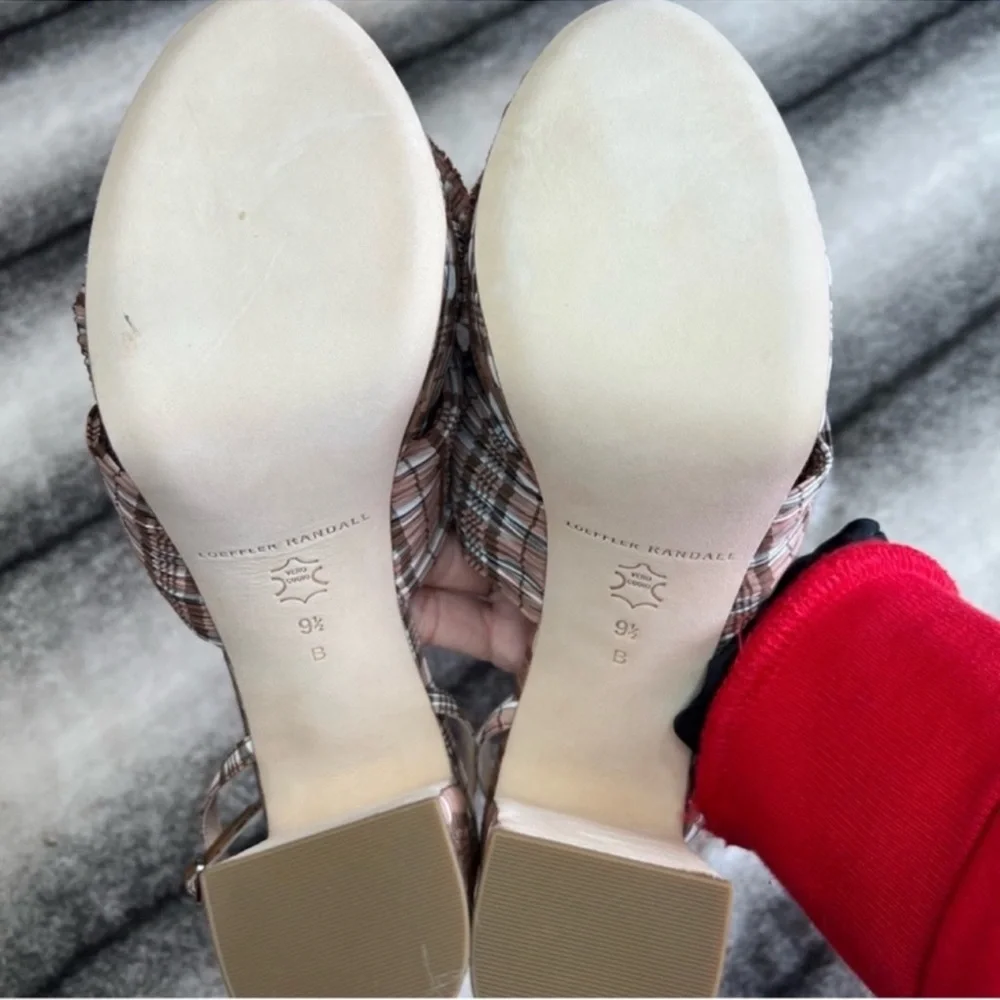 Loeffler Randall Natalia Day Plaid Pleated Platform Sandals Heels